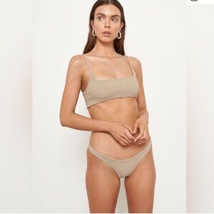 Aila Blue Free People Oceania and Alice Ceramic Eco Brown Smocked Bikini Set